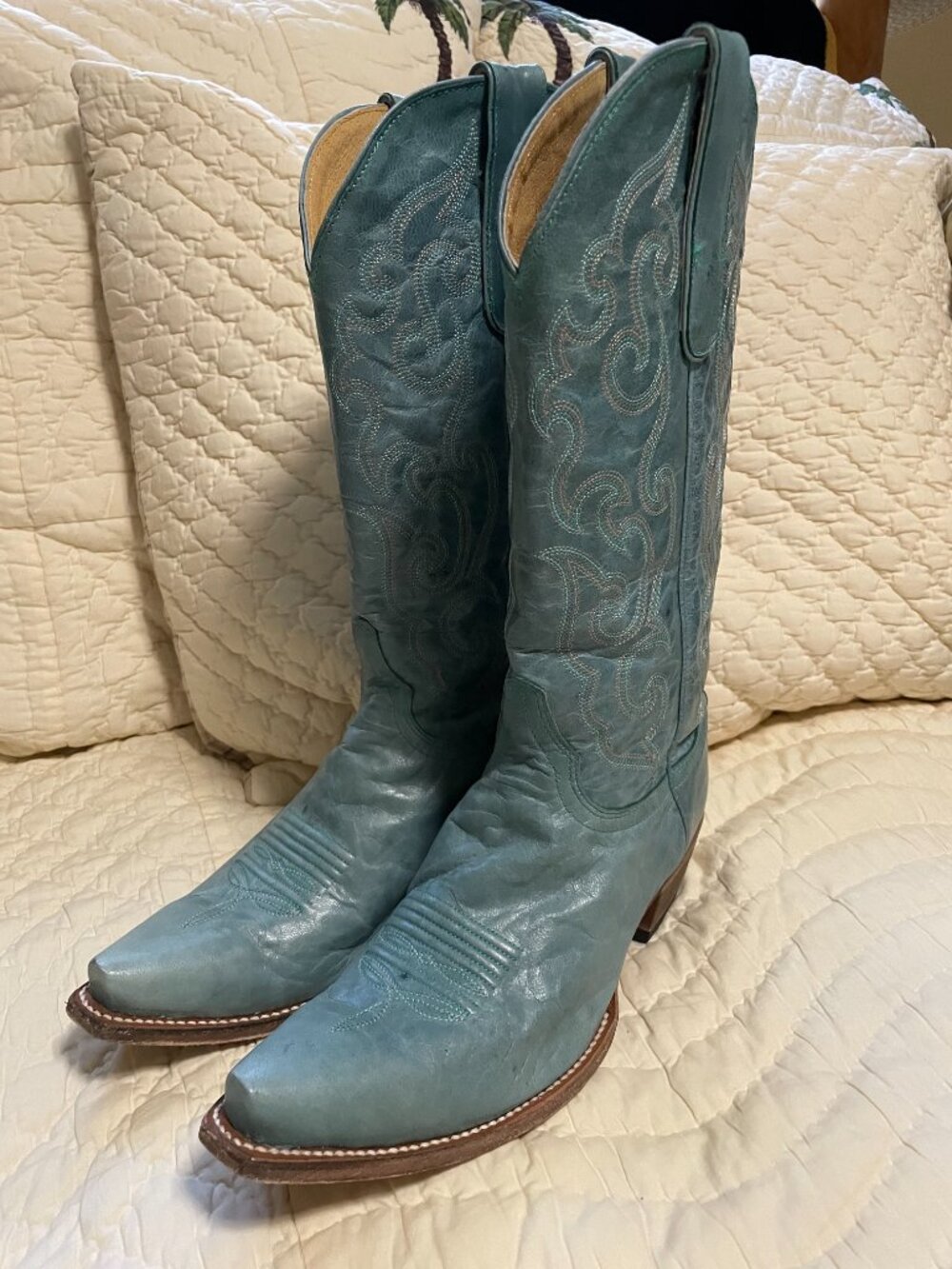 Cavender’s Women’s Western Cowboy Boots – Turquoise Blue Leather – Size 10B